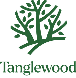 Green stylized tree with leaves above the text 'Tanglewood' in matching green font.