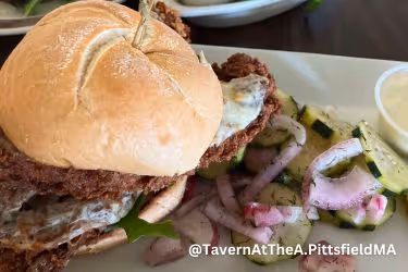 Tavern At The A Burger with Cucumber salad
