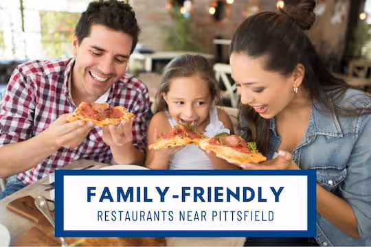 Family-Friendly Restaurants Near Pittsfield - Family eating Pizza