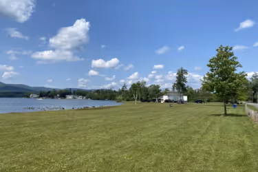 a park next to a lake