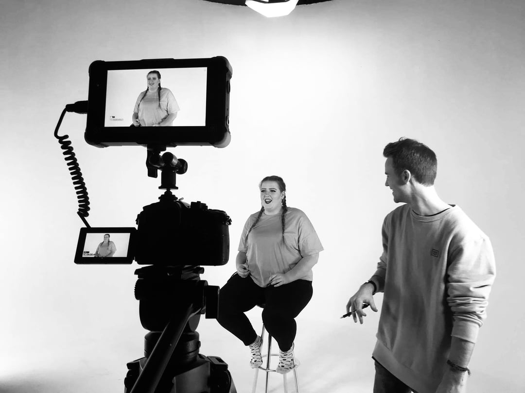 Connor Slattery on Film Set in New Zealand - Black and White