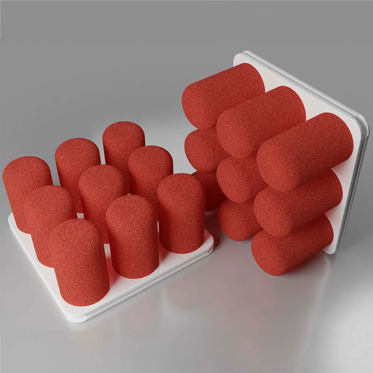 Produktrendering der Pinnns Halterung in Rot mit modularen Elementen