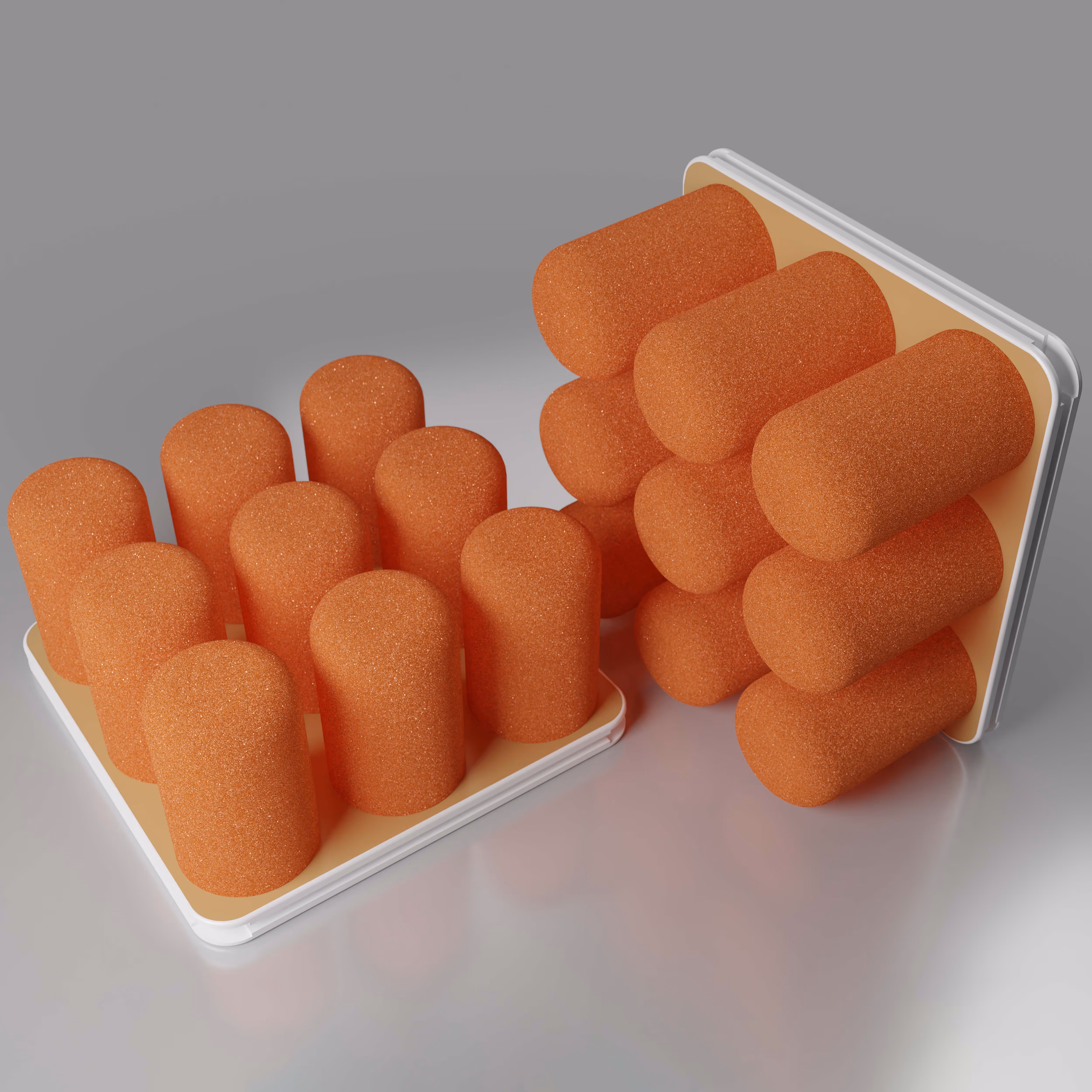 Produktrendering der Pinnns Halterung in Orange mit modularen Elementen