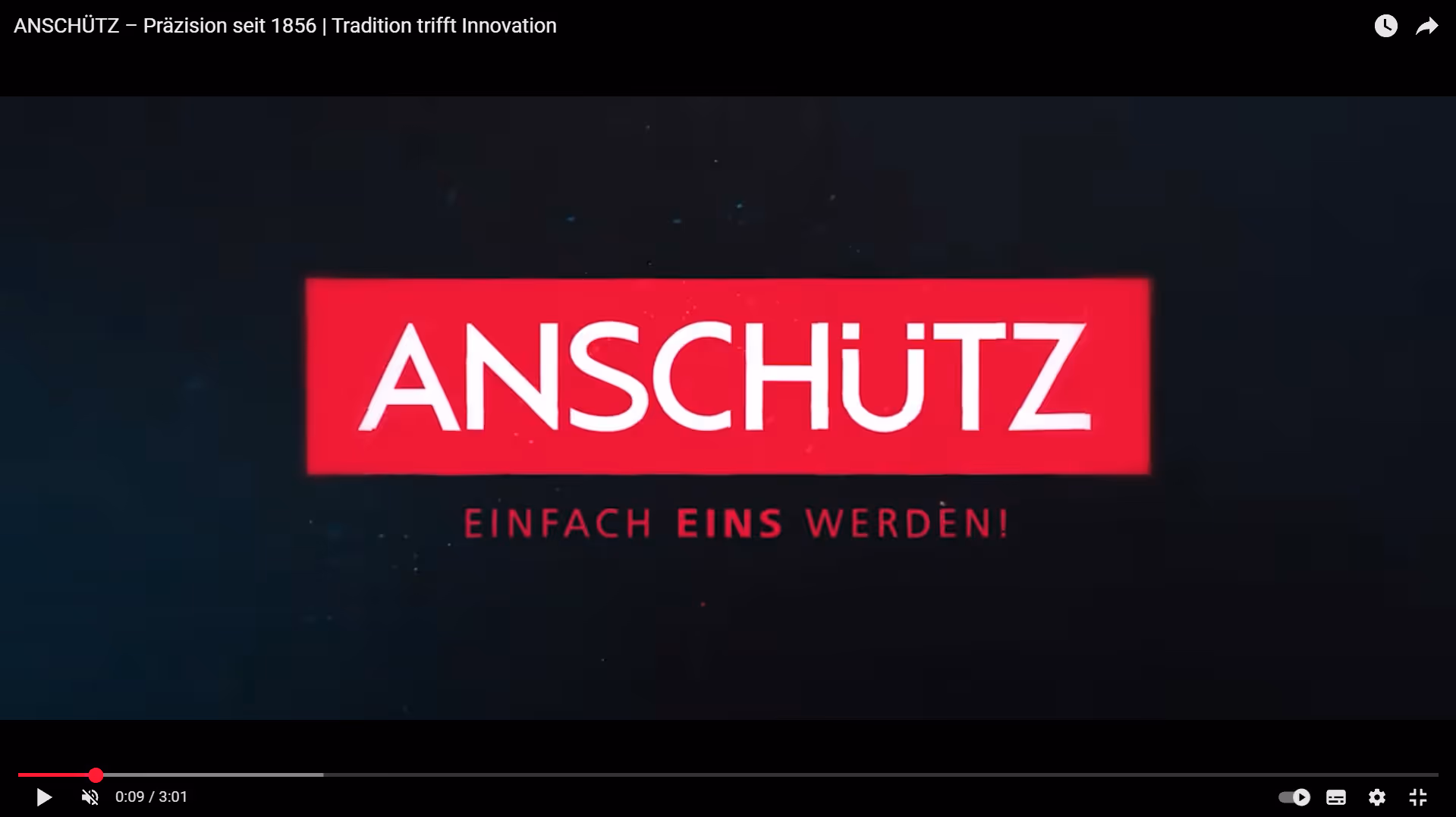 Standbild der Logoanimation für Anschütz mit rotem Schriftzug auf dunklem Hintergrund
