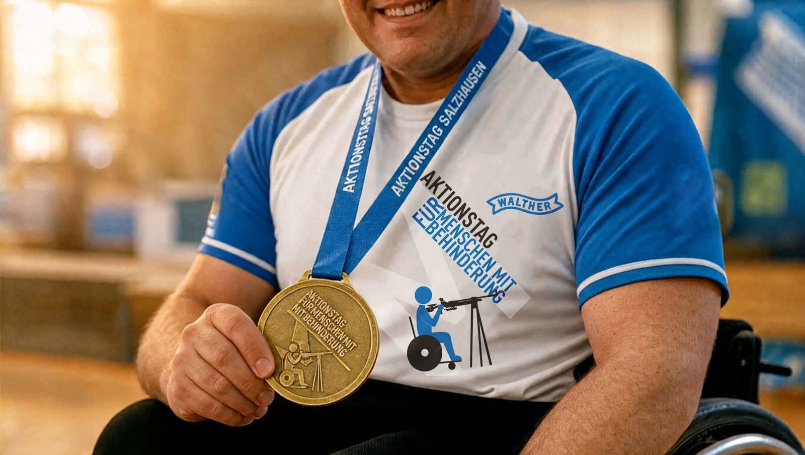 	Teilnehmer mit Medaille beim Aktionstag für Menschen mit Behinderung in Salzhausen