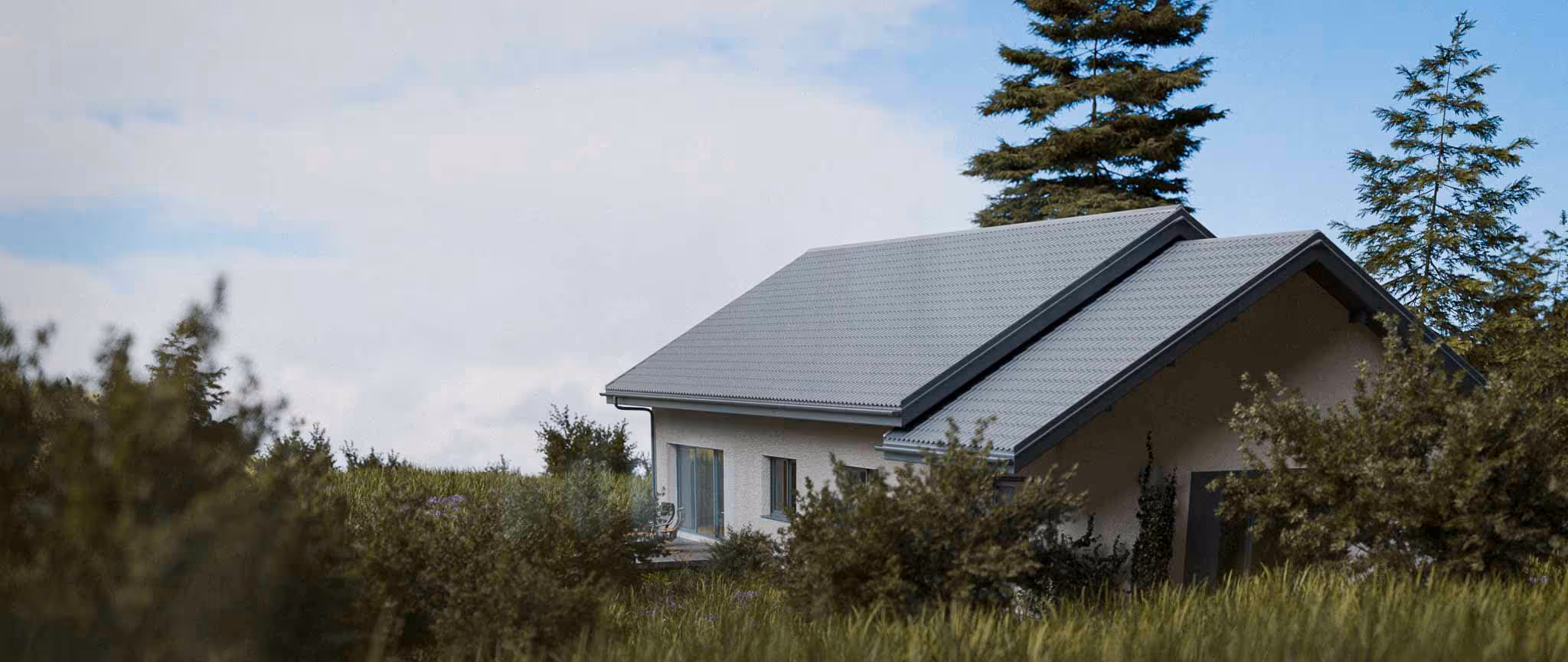 Fotorealistisches 3D-Rendering eines modernen Hauses im Wald- Architekturvisualisierung, Rendering Wisckow Vision / LODesign Kreativduo Ulm