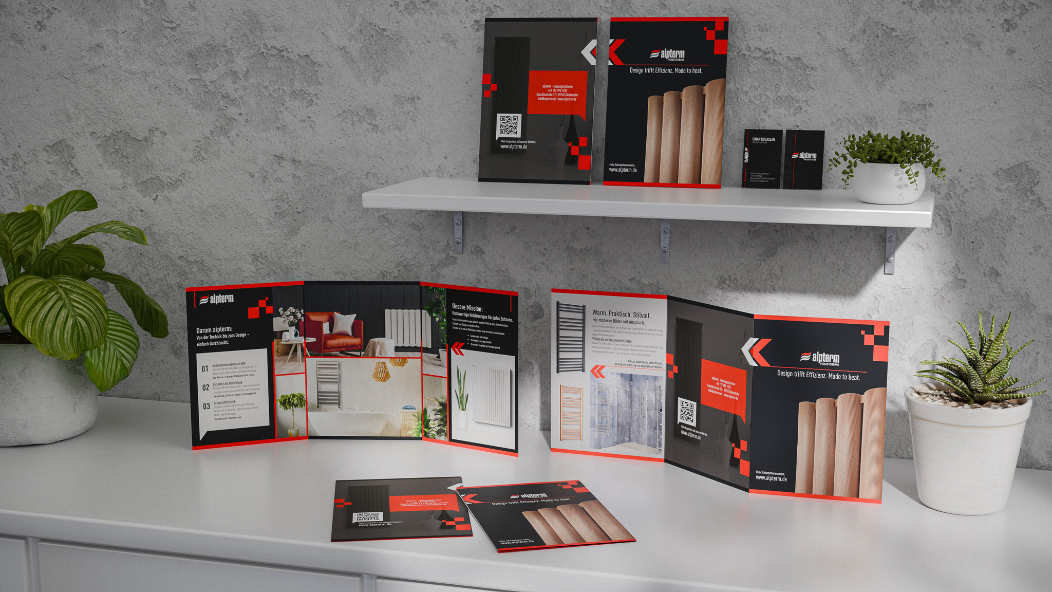 alpterm Heizsysteme - Professionell gestalteter Flyer für einen Heizungsvertrieb - Flyerdesign - Grafikdesign - Freelancer Duo Wisckow Vision / LODesign aus Ulm