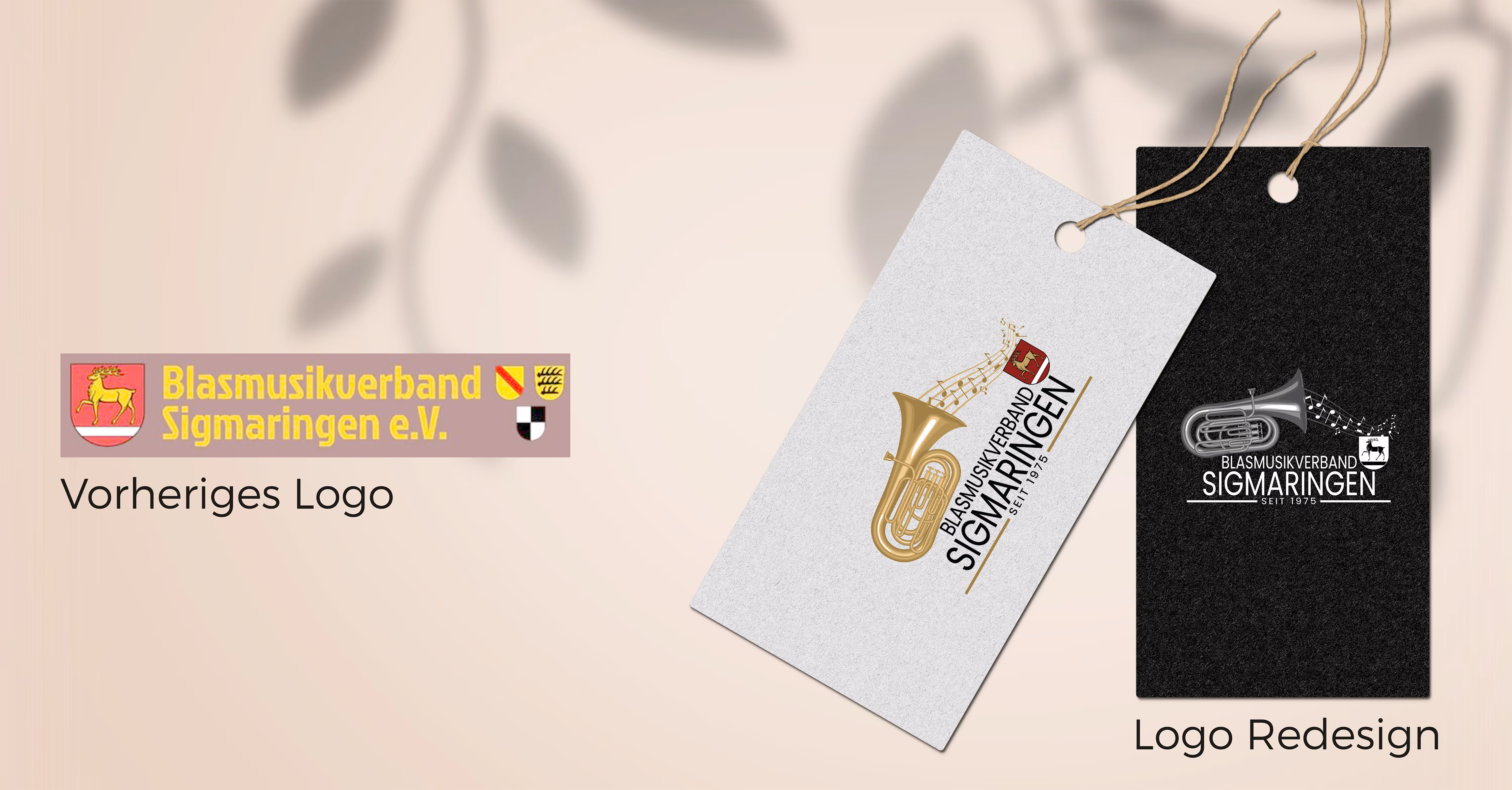 Vergleich des alten und neuen Logos des Blasmusikverbands Sigmaringen