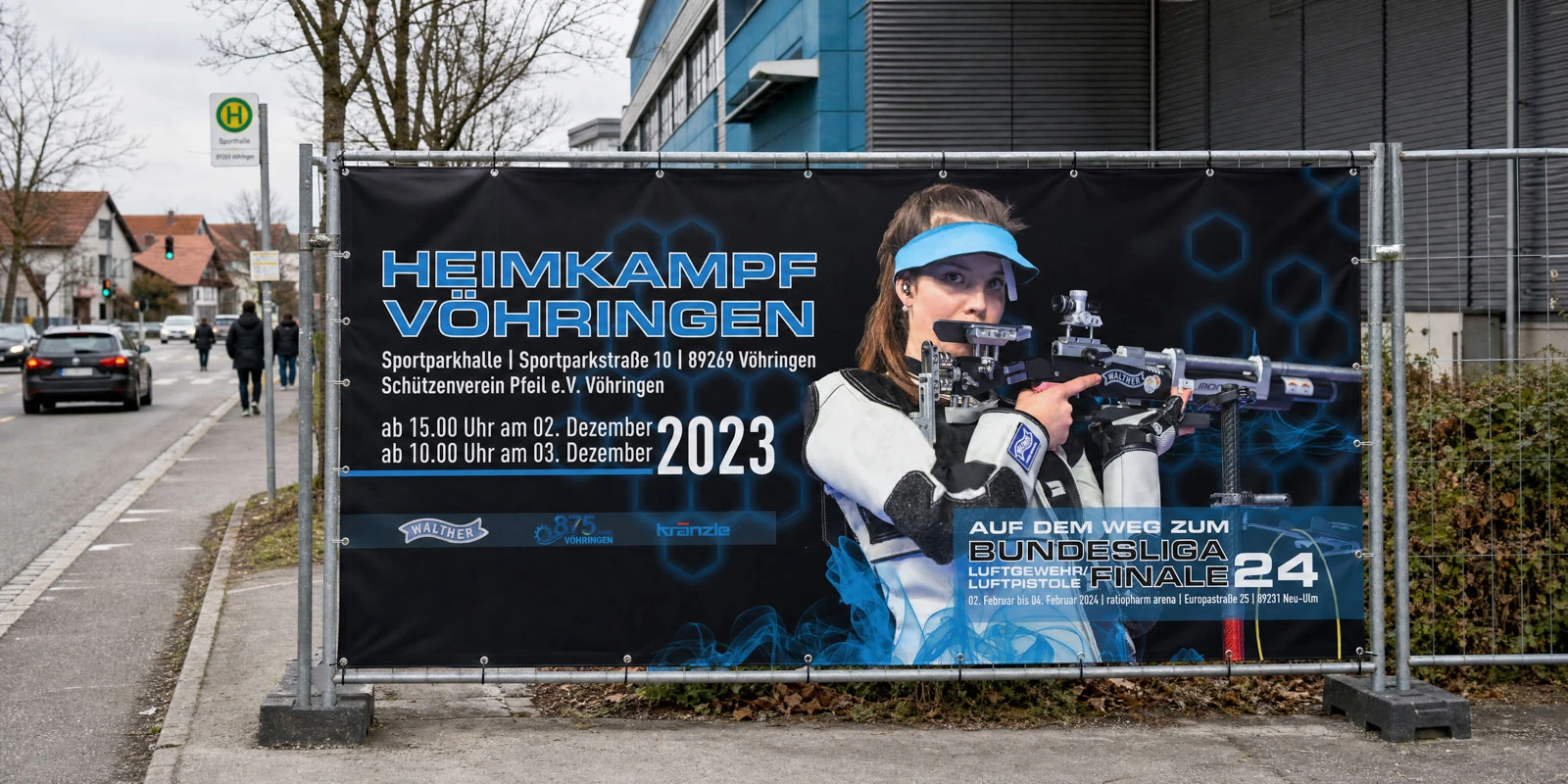 Bauzaunbanner für den Heimkampf des SV Pfeil Vöhringen