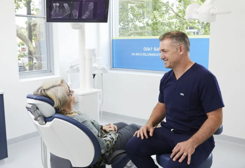 Dr Adamo explains twilight sedation to his full mouth dental implants patient