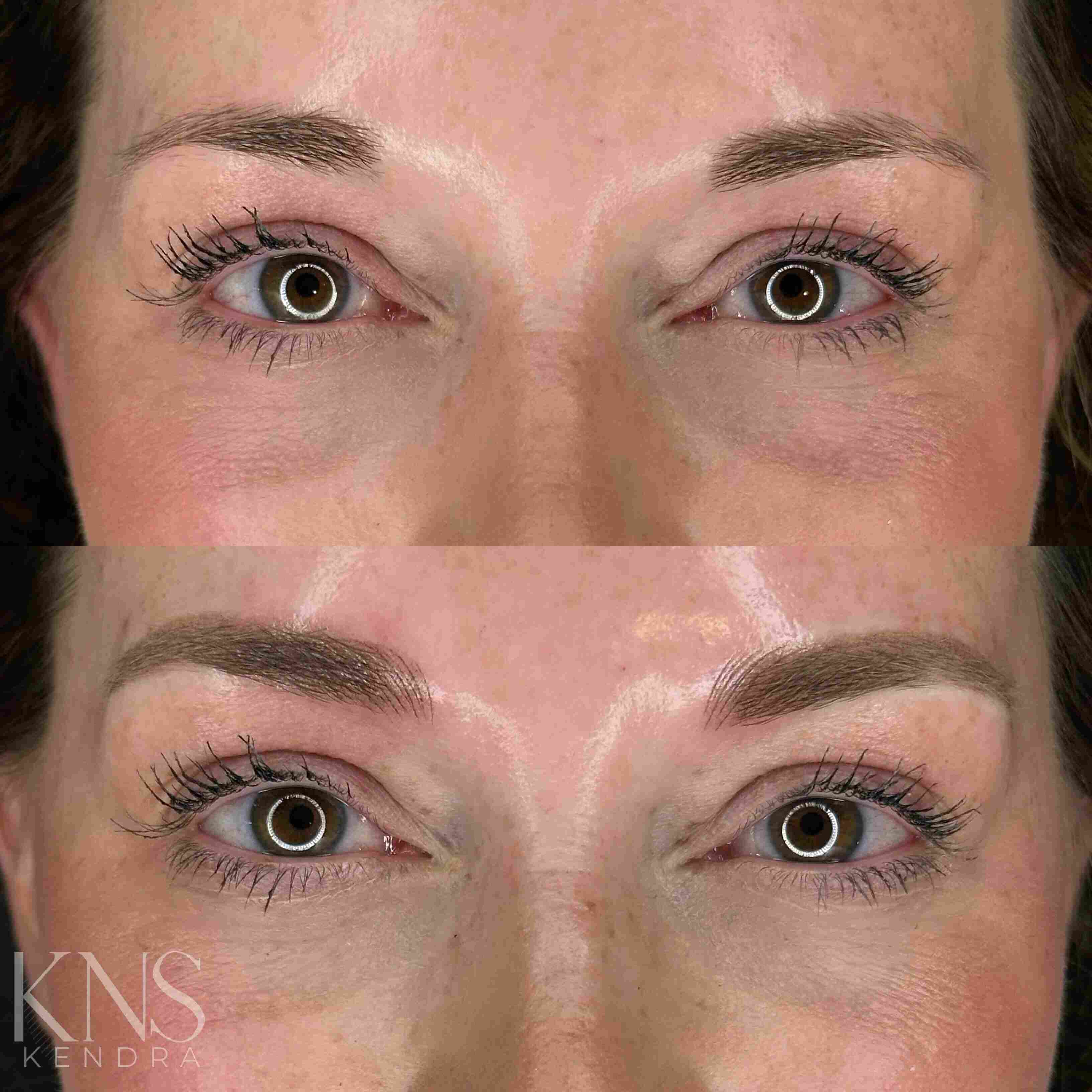 before and fter image of woman with nanobrow