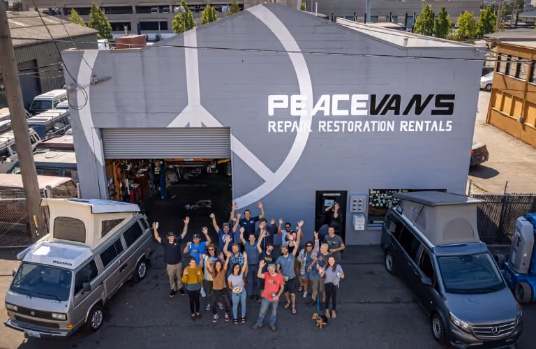Outside Peace Vans in Seattle