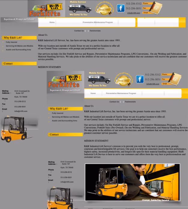 R&R Lift's old website