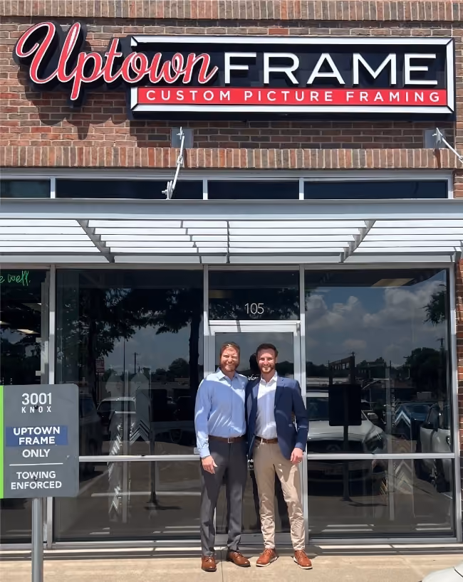 Owner JD Hasley with brother in front of Uptown Frame