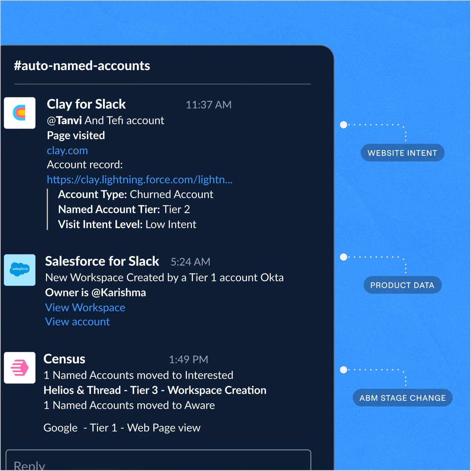 Acheminez instantanément les Signal chauds vers Slack et Salesforce.