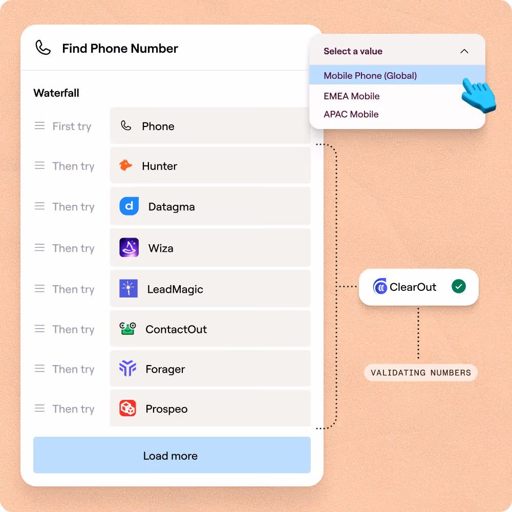 Built-in number validation before outreach