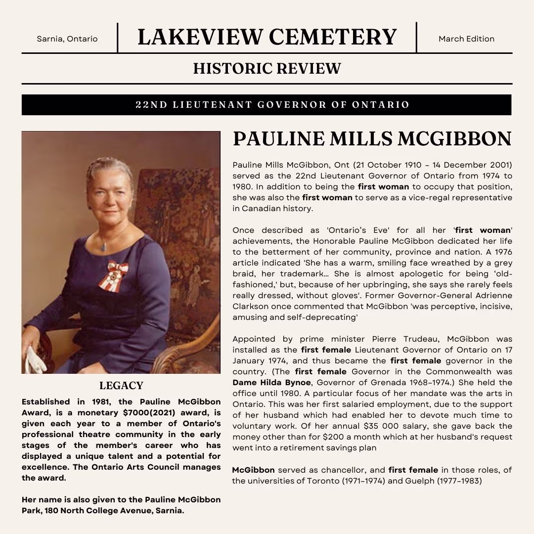 Brief history on Pauline McGibbon