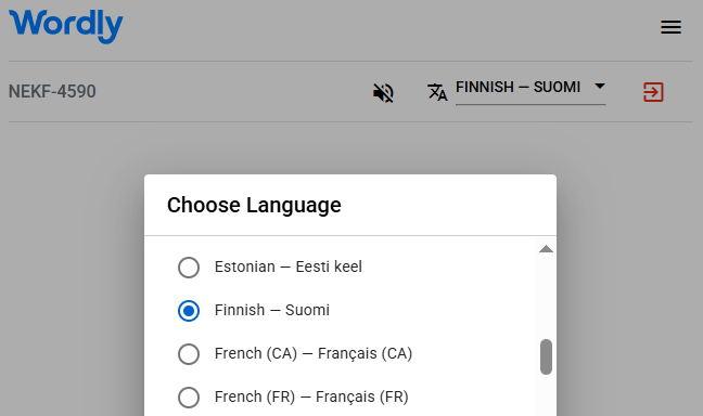 List of Wordly interpretation languages, including Finnish