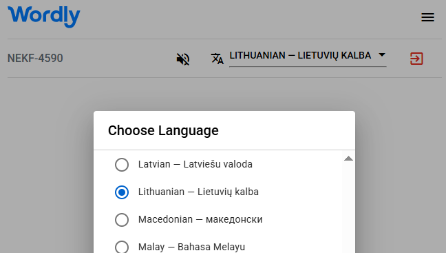 List of Wordly interpretation languages, including Lithuanian