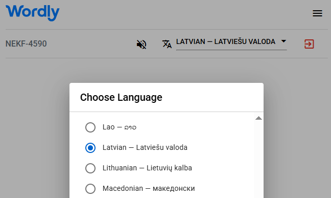 List of Wordly interpretation languages, including Latvian
