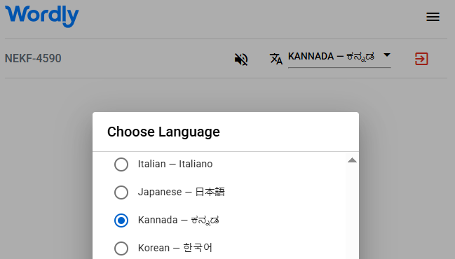 List of Wordly interpretation languages, including Kannada