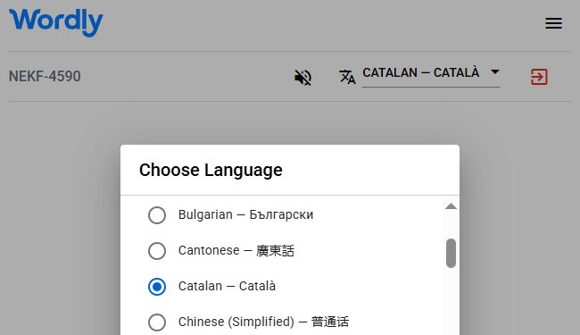 List of Wordly interpretation languages, including Catalan
