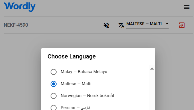 List of Wordly interpretation languages, including Maltese