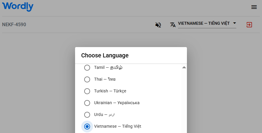 List of Wordly interpretation languages, including Vietnamese
