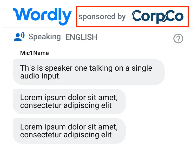 Conference with a sponsor for the live captions on a phone