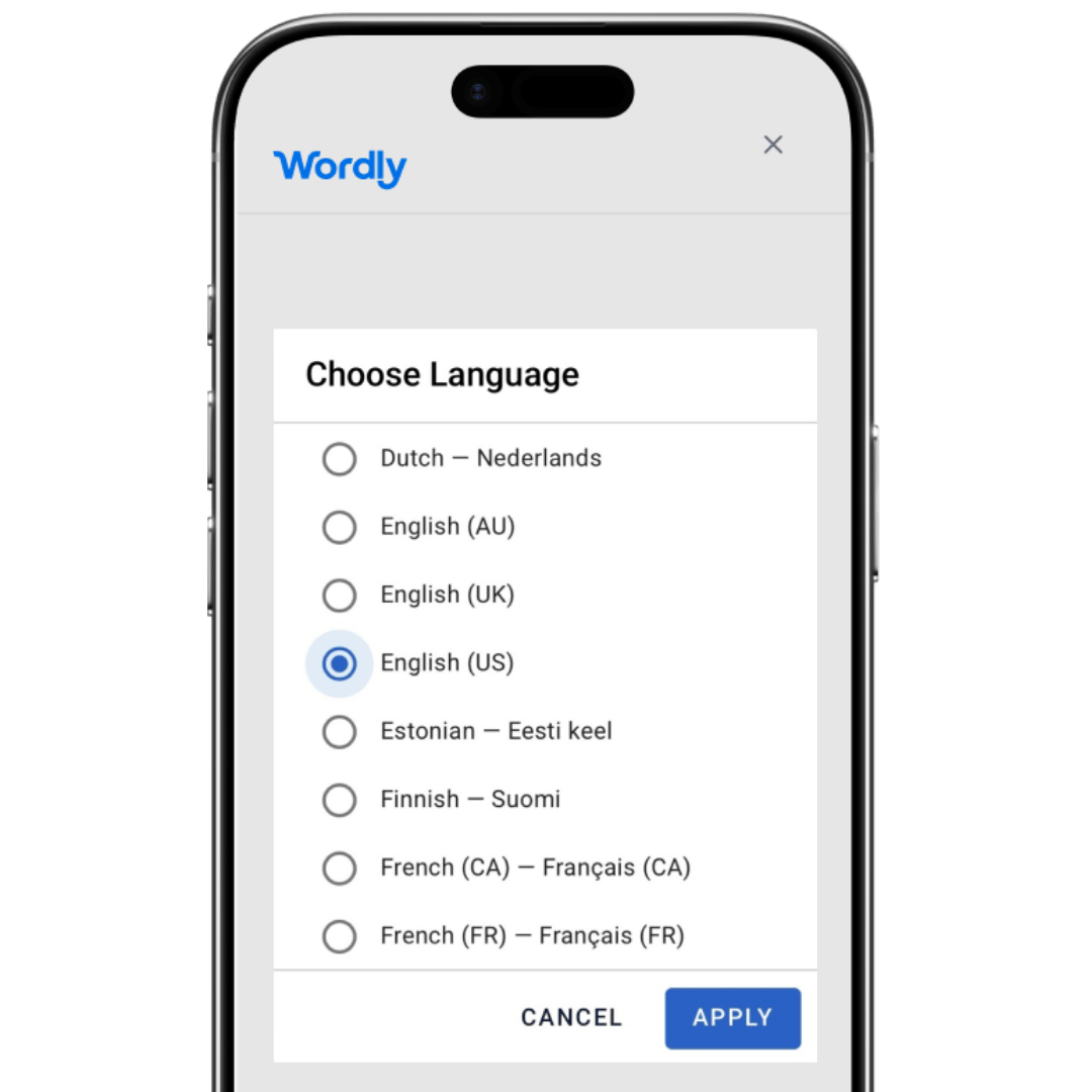 Each attendee selects their own language
