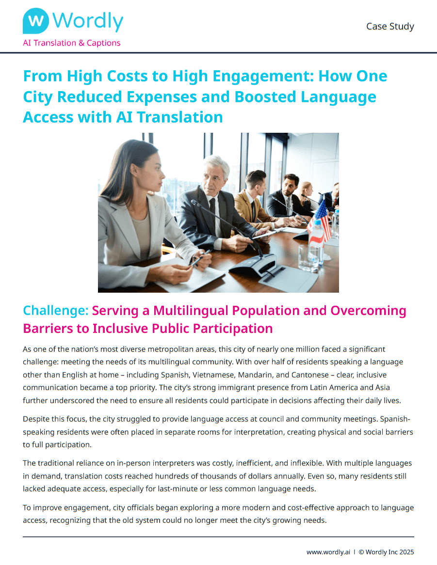 Ficha técnica de tradução ao vivo