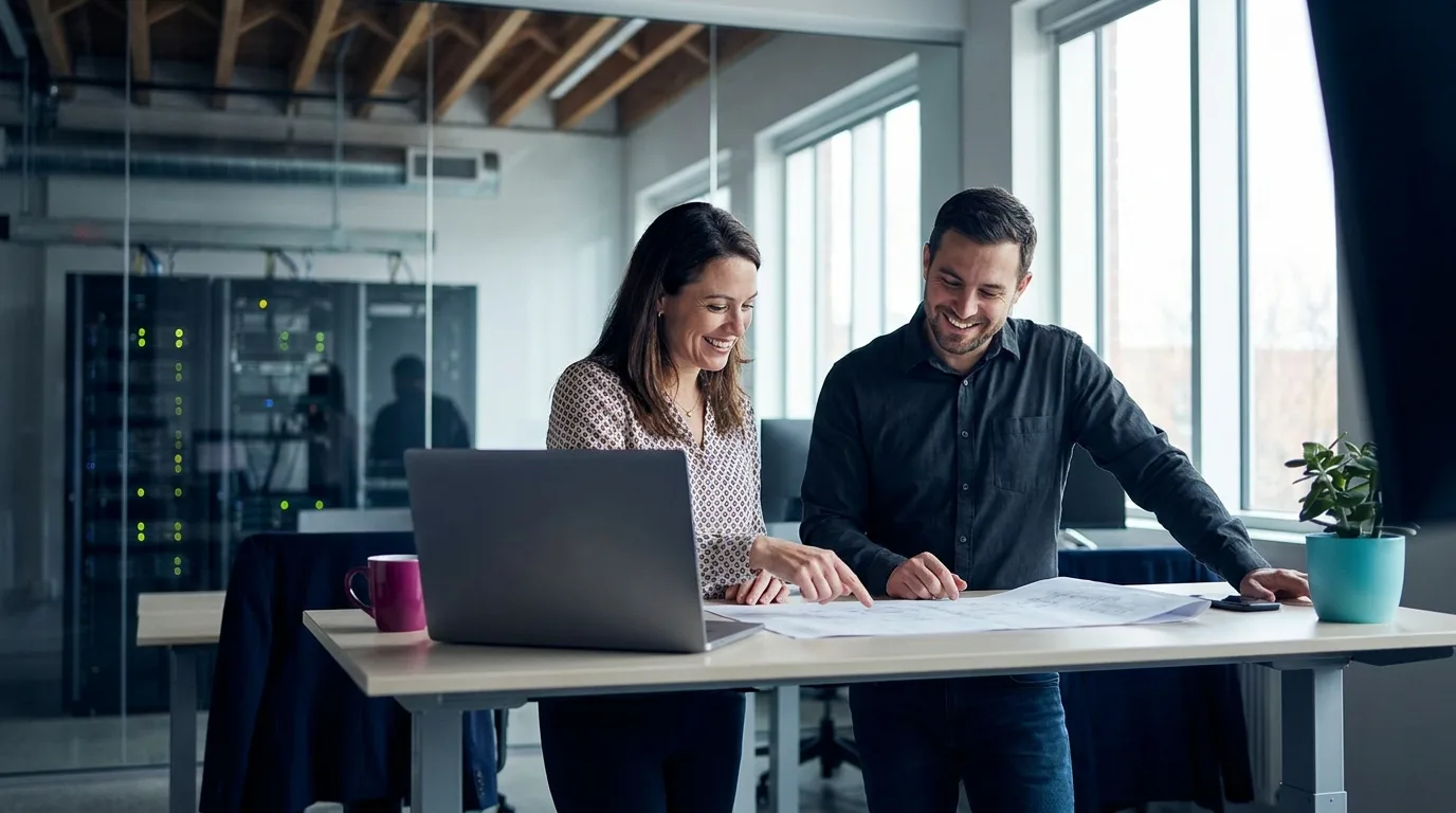 An IT director and an engineer planning a rollout together