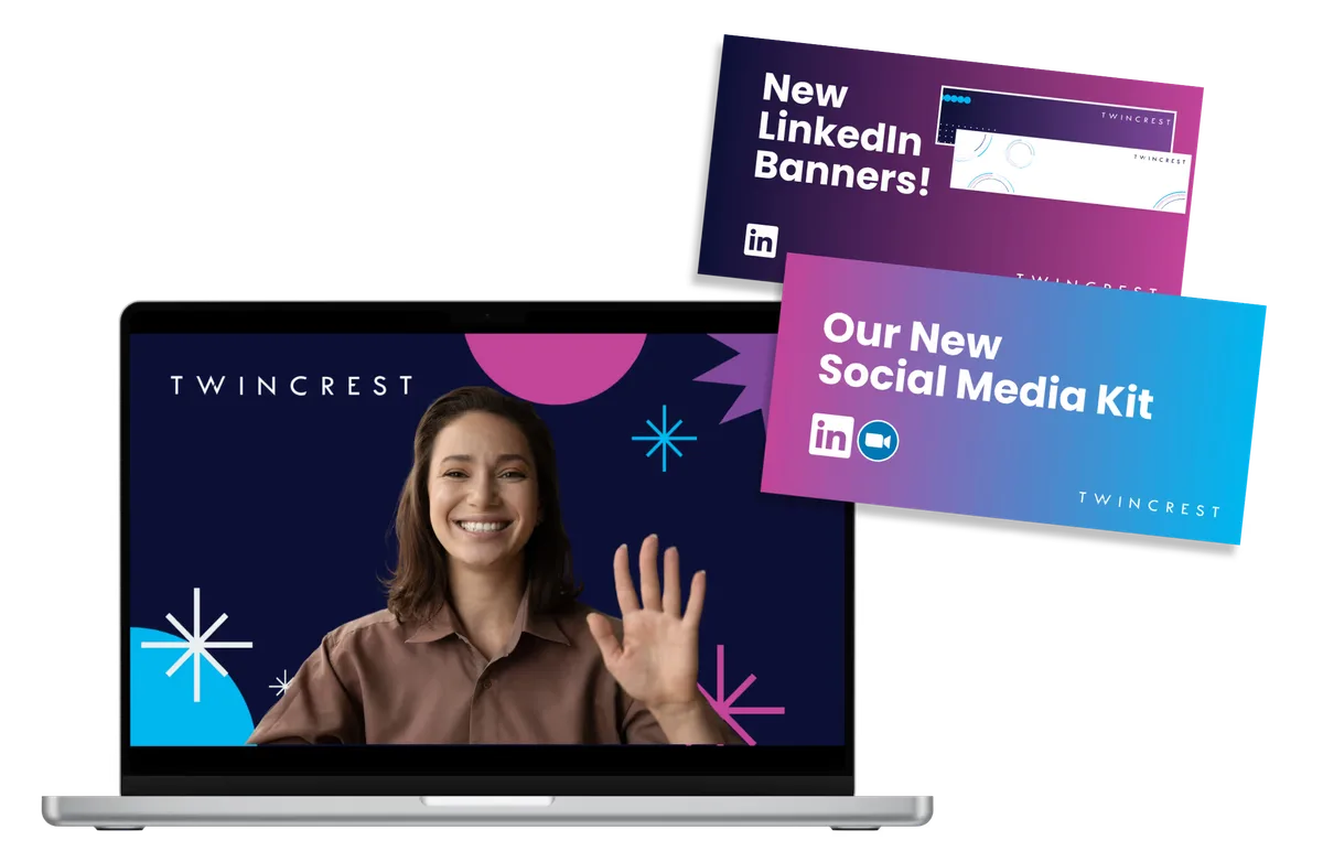 Welcome video from a leader plus a new-job social media kit with LinkedIn banners