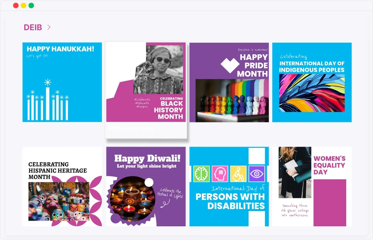 Grid of branded culture celebration posts
