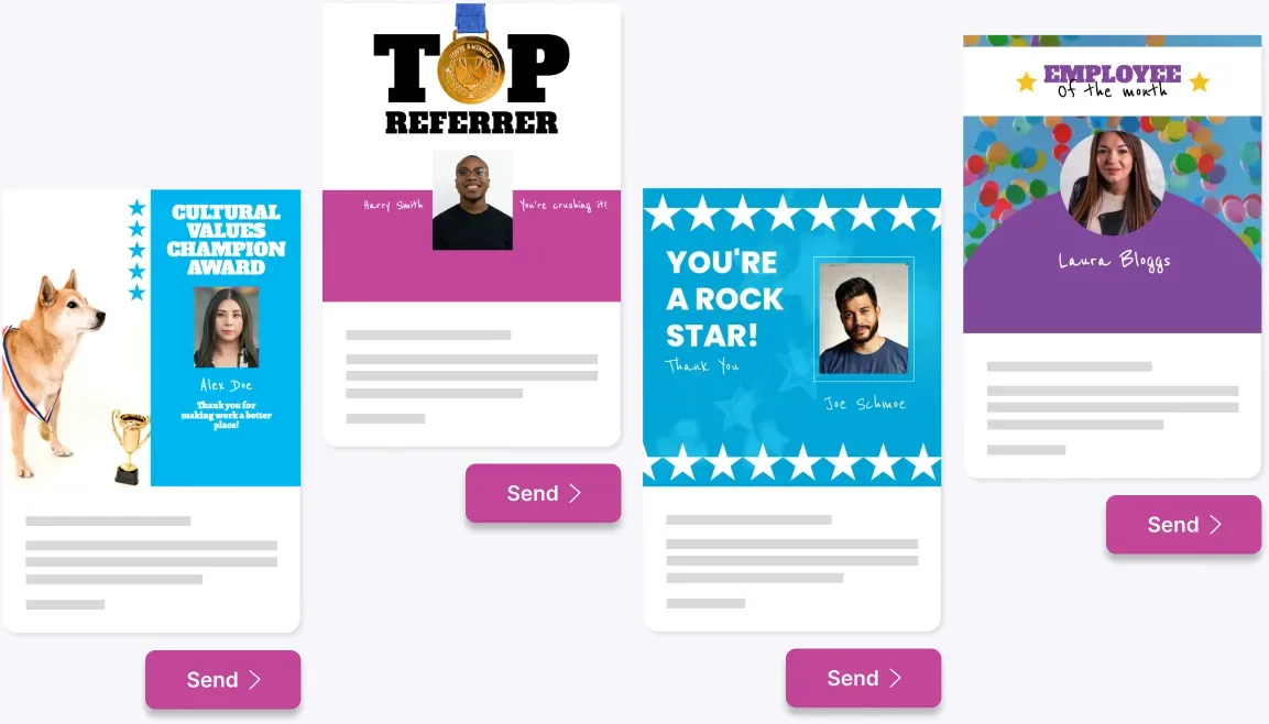 Peer shout-outs for top referrer and rock star