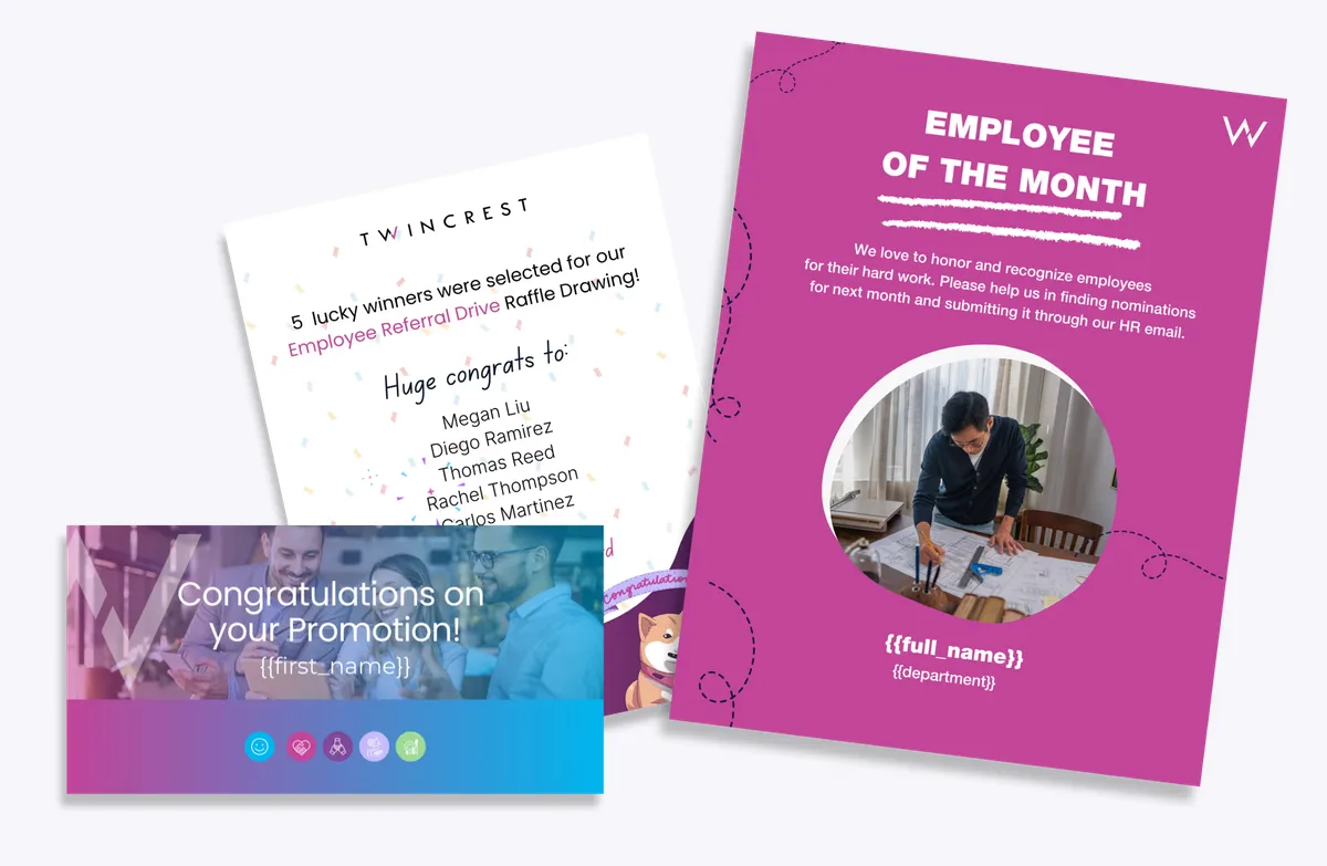 Employee of the month award and promotion announcements