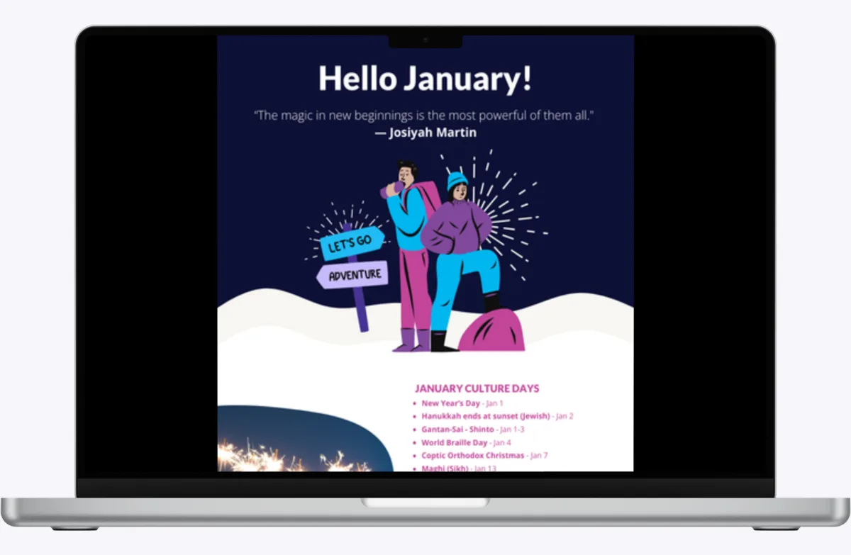 Culture calendar on a laptop