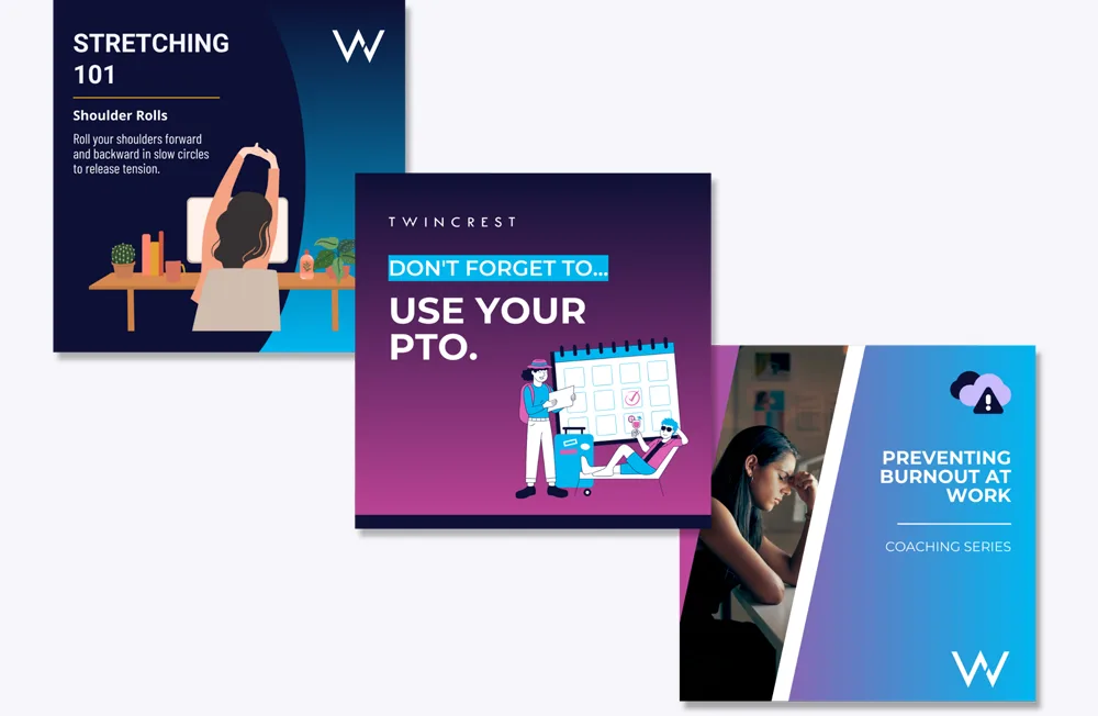 Wellbeing check-ins with stretch and PTO reminders