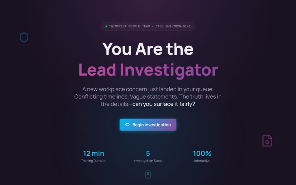 Interactive training module: You are the lead investigator