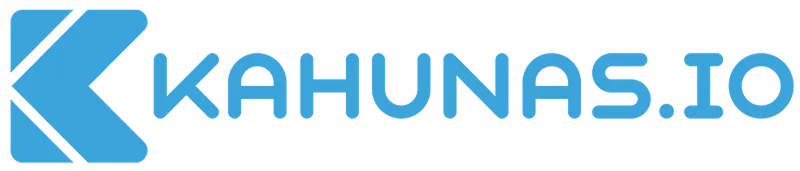 Kahunas.io brand logo in blue with stylized 'K' icon.