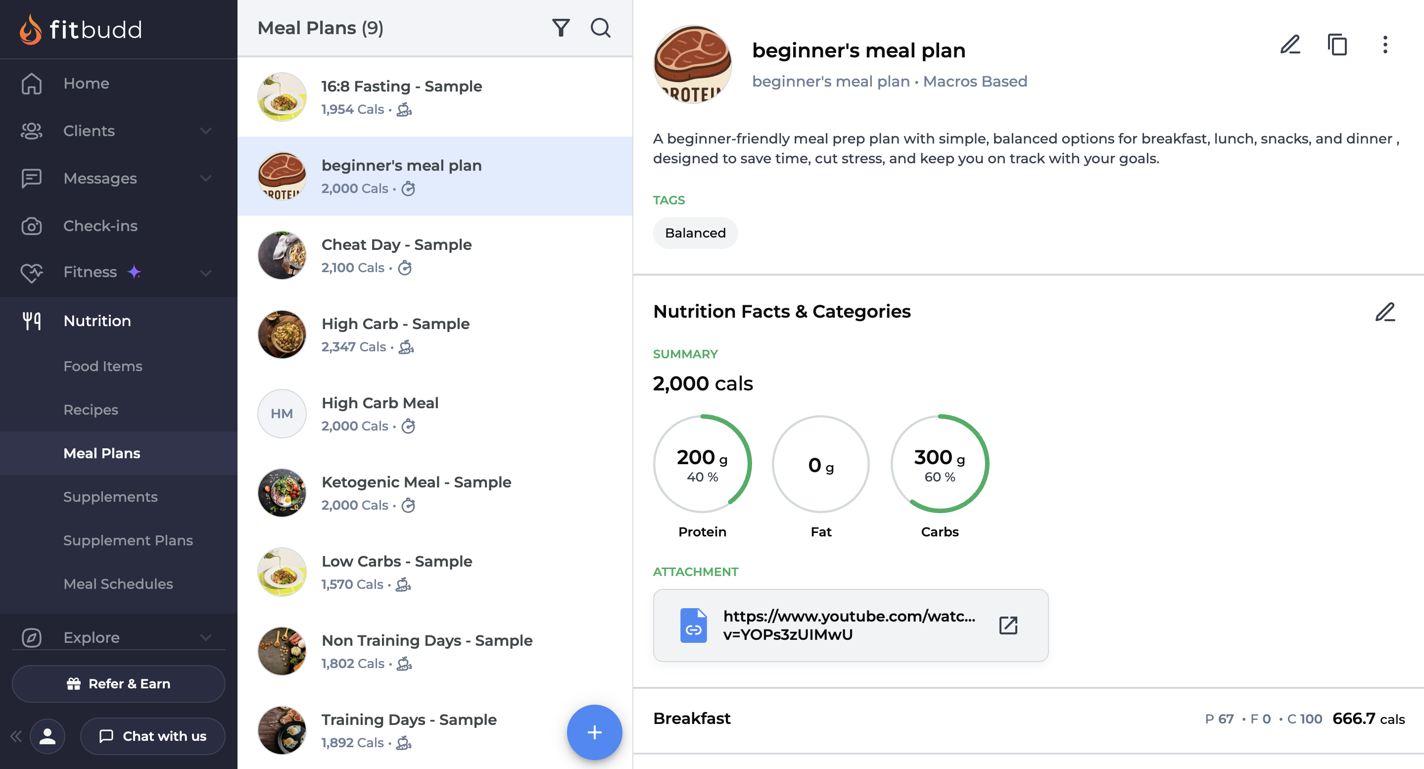 FitBudd coach dashboard for workouts, nutrition, payments and check-ins
