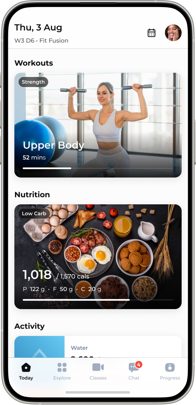 The FitBudd client app under a studio's own brand