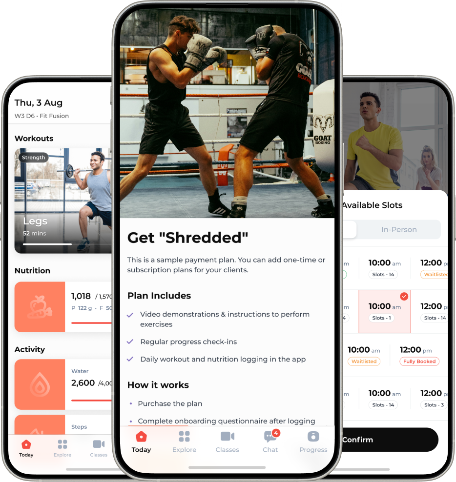 Branded boxing gym app as members see it