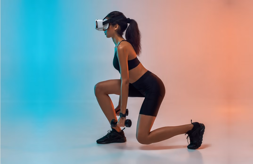 Person using VR headset for an immersive fitness workout
