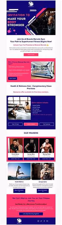 Invitation Email Template 'Muscle Marvels' for Fitness | PosterMyWall