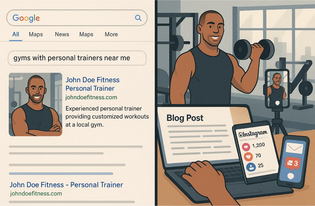 Personal trainer creating content across digital platforms.