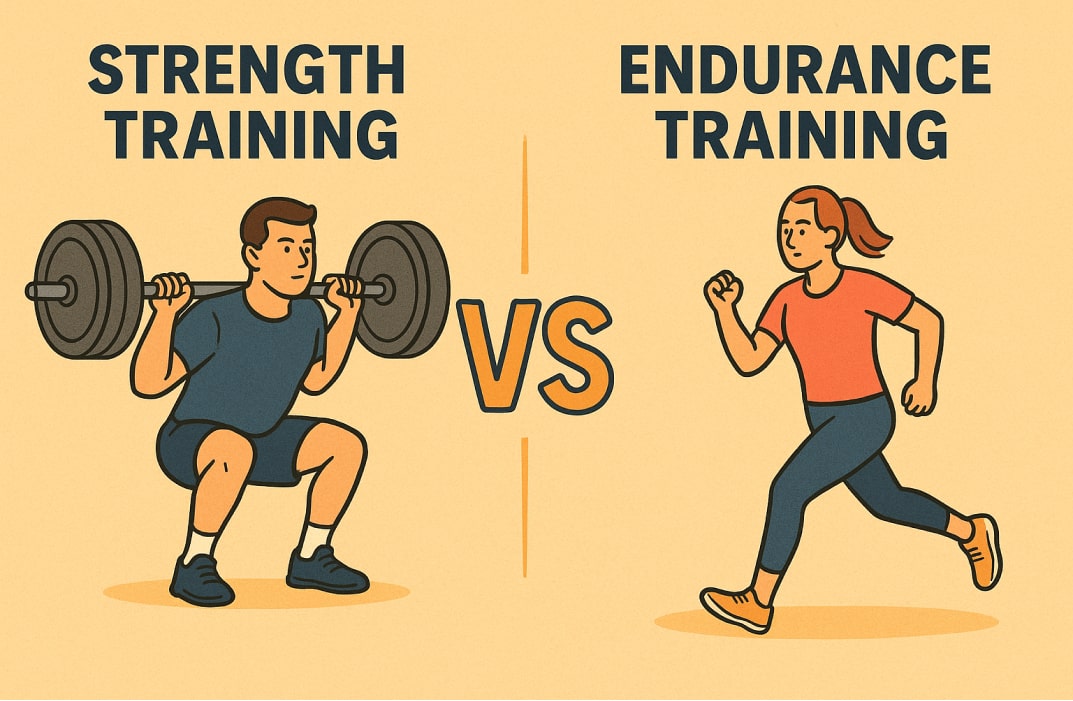 A diagram showing strength training vs endurance training adaptations.