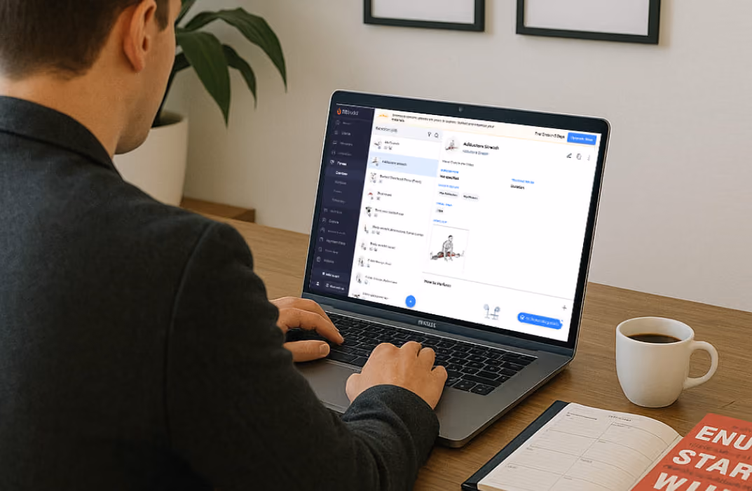 FitBudd app dashboard showing client progress tracking, class scheduling, and nutrition insights for fitness professionals