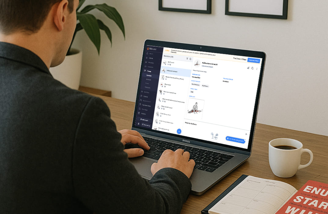 FitBudd app dashboard showing client progress tracking, class scheduling, and nutrition insights for fitness professionals
