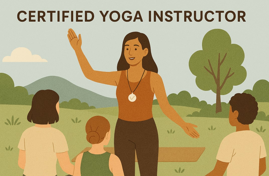 Certified yoga instructor teaching a class or hosting a wellness retreat.